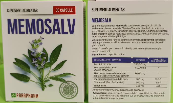 MEMOSALV pentru MEMORIE, 30 capsule, Parapharm [3]