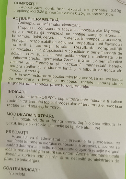 MIPROSEPT 10 supozitoare, Institutul Apicol la Nana Plafar [3]