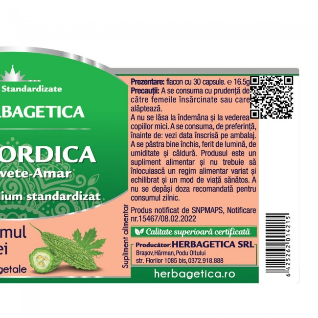 MOMORDICA 450 mg Extract Castravete Amar, Herbagetica [3]