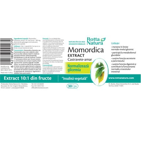 MOMORDICA EXTRACT CASTRAVETE-AMAR 200mg, 30 capsule, Rotta Natura [2]