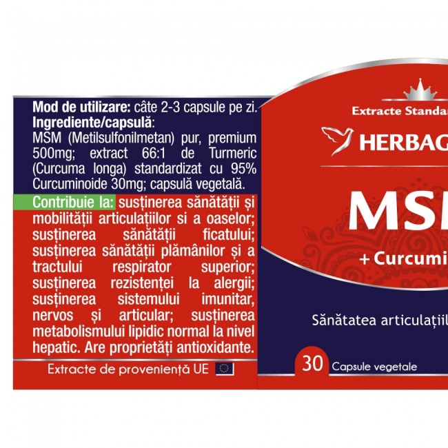 MSM 500mg si Curcumin, Herbagetica [2]