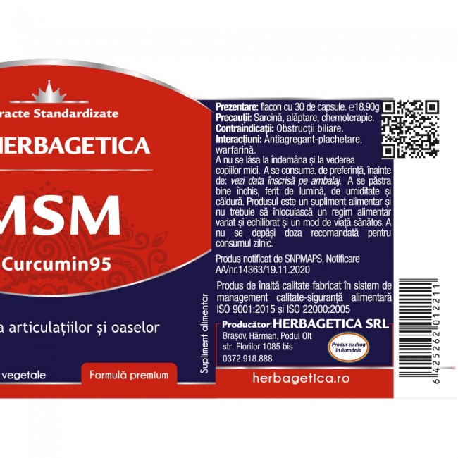 MSM 500mg si Curcumin, Herbagetica [3]