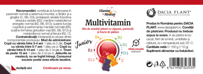 Multivitamin junior ursuleti cu fructe, 20 jeleuri, Dacia Plant [2]