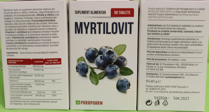 MYRTILOVIT pentru DIABET, 60 tablete dizolvabile, Parapharm [2]