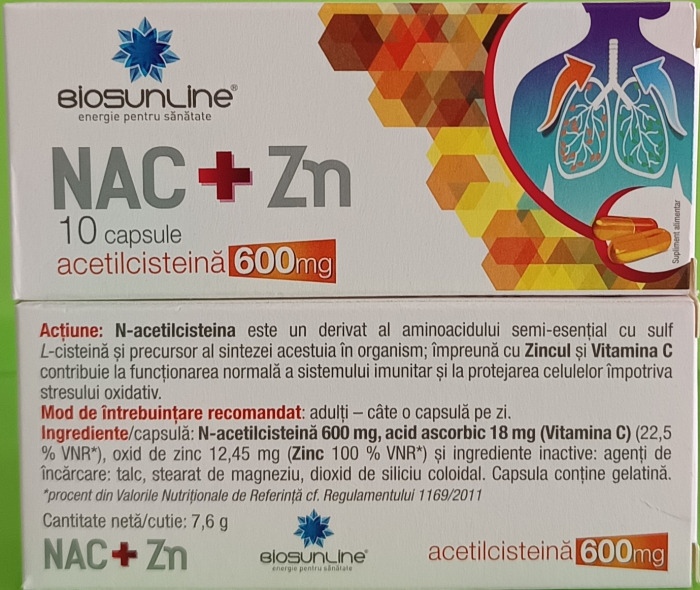 NAC+ZN  cu vitamina C si zinc, BioSunLine Helcor la Nana Plafar [3]