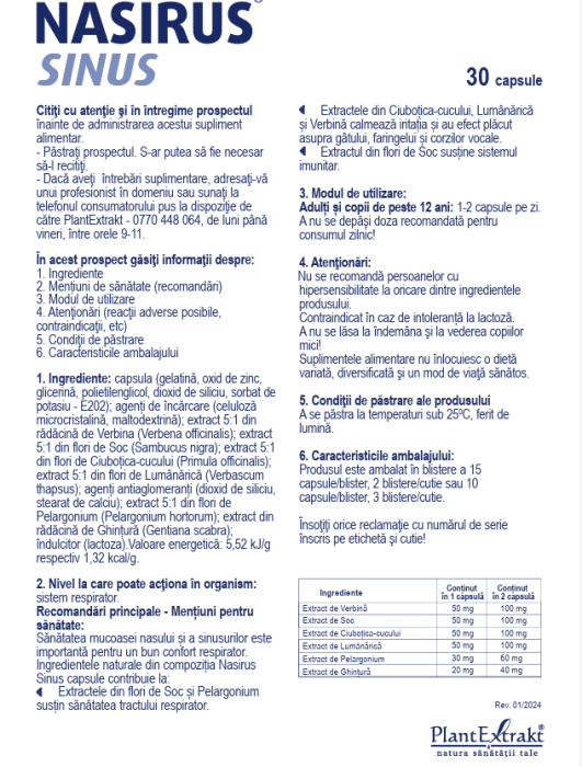 NASIRUS SINUS 30 capsule PlantExtrakt la Nana Plafar [2]