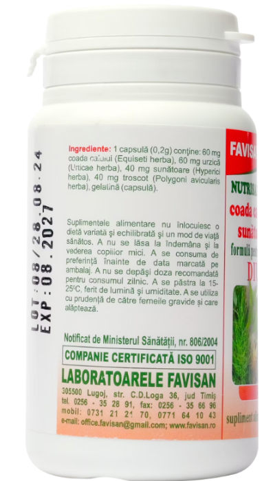 Nutrisan R1 Coada Calului, Urzica, Sunatoare si Troscot 40 capsule, FAVISAN [2]
