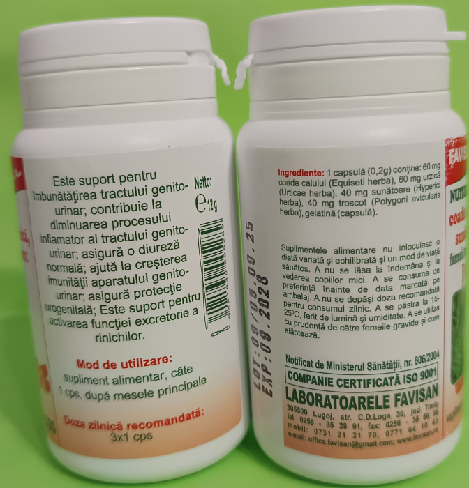Nutrisan R1 Coada Calului, Urzica, Sunatoare si Troscot 40 capsule, FAVISAN [2]