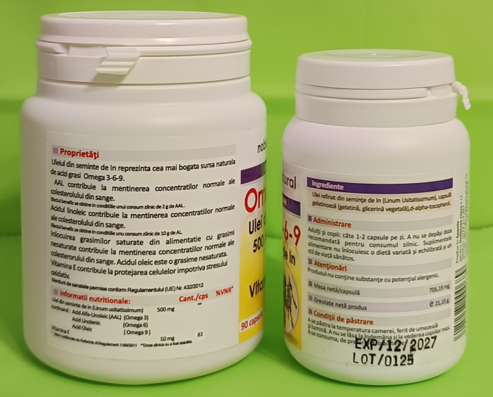 Omega 3 6 9 - Ulei de IN 500mg, 90 capsule moi, Noblesse Natural la Nana Plafar [3]