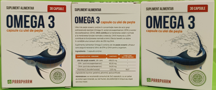 OMEGA 3 cu ulei de peste, 500 mg, 30 capsule, Parapharm [3]