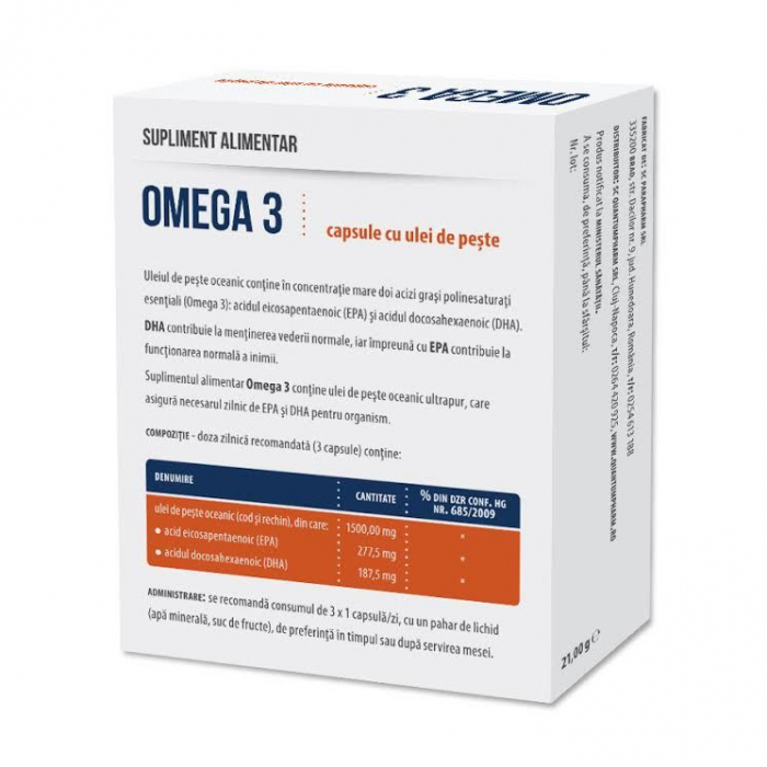 OMEGA 3 cu ulei de peste, 500 mg, 30 capsule, Parapharm [2]