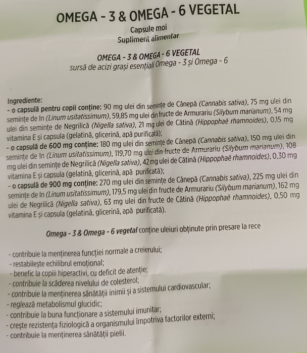 OMEGA 3 & OMEGA 6 VEGETAL 600mg, 60 capsule, Hofigal [2]