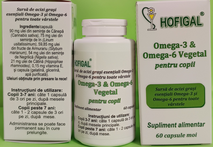 OMEGA 3 & OMEGA 6 VEGETAL pentru COPII 60 capsule moi, Hofigal [2]