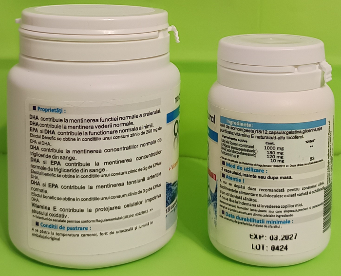 OMEGA 3 Ulei de SOMON 1000mg si Vit E, 30 capsule, Noblesse Natural la Nana Plafar [3]