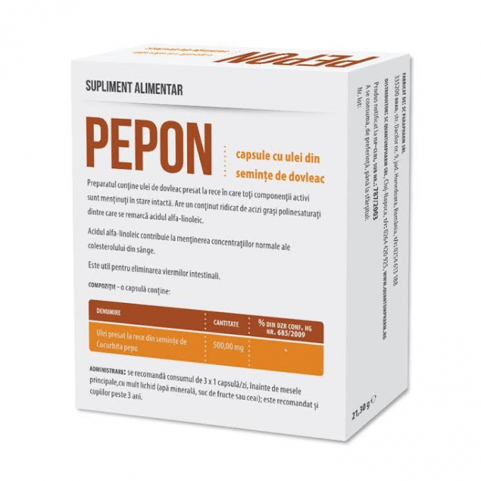 PEPON pentru PROSTATA COLESTEROL PARAZITI INTESTINALI, 30 capsule, Parapharm [2]