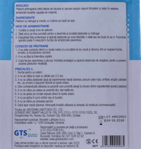 PLASTURI ANTIMIGRENA, 12 plasturi, Wooshin Labottach la Nana Plafar [2]