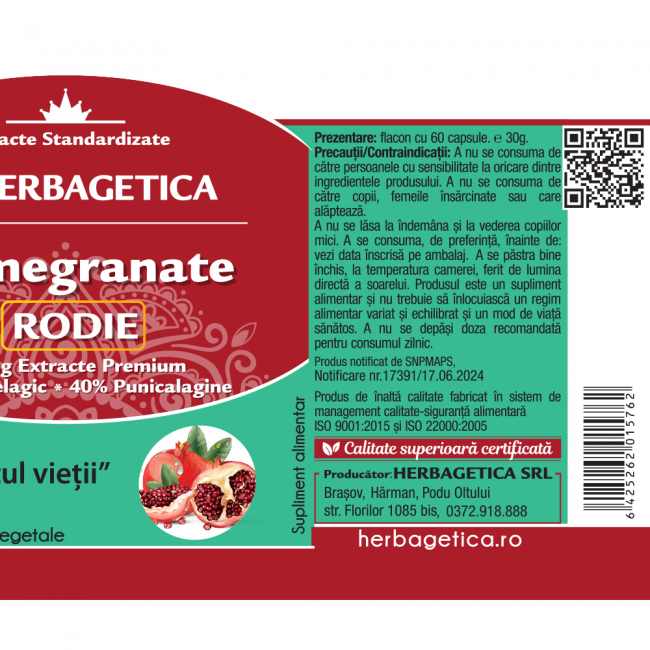 POMEGRANATE Rodie, 60 capsule, Herbagetica [3]