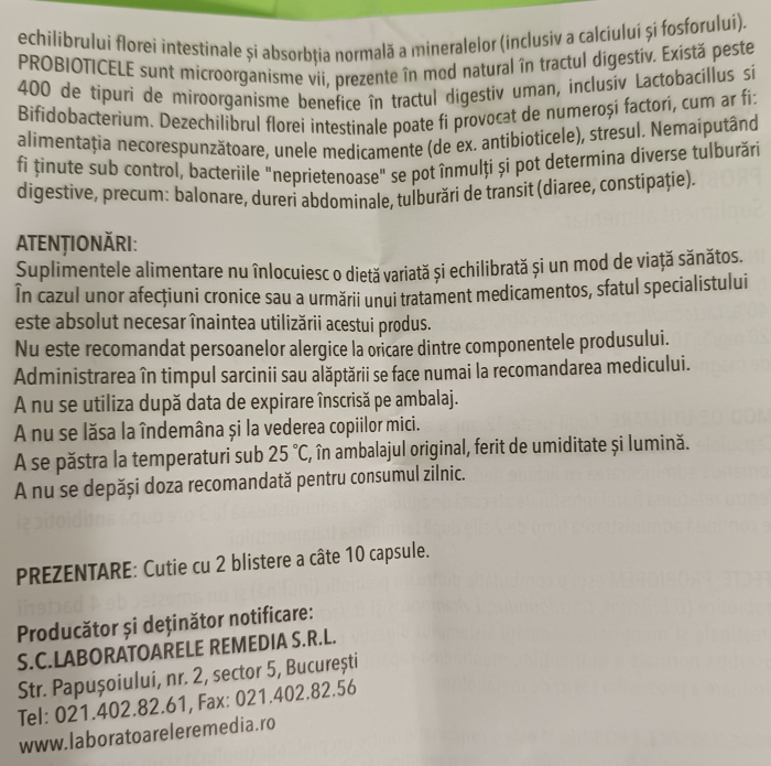 PROBIOREM, 20 capsule Remedia la Nana Plafar [5]