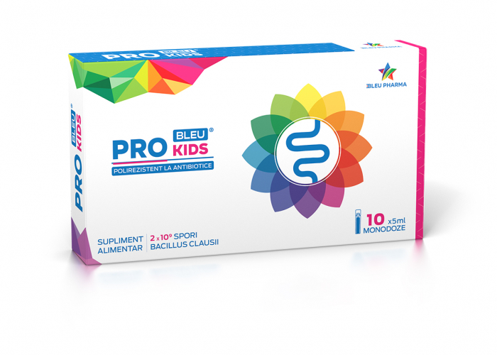 PROBIOTIC pentru SUGARI COPII ADULTI  PRO KIDS BLEU 10 fiole x 5 ml, Bleu Pharma [1]