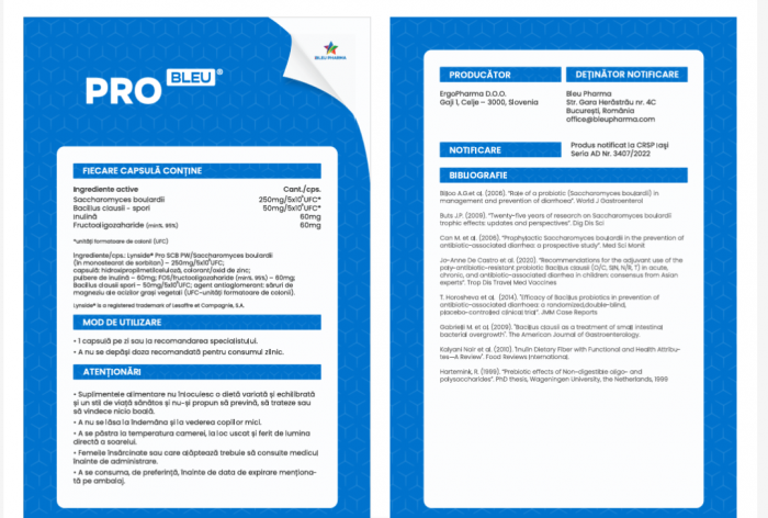 Probiotic ProBleu, 10 capsule, Bleu Pharma [2]