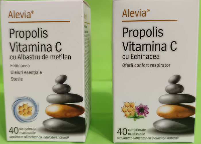 Propolis vitamina C cu albastru de metilen, 40 comprimate masticabile, Alevia la Nana Plafar [5]