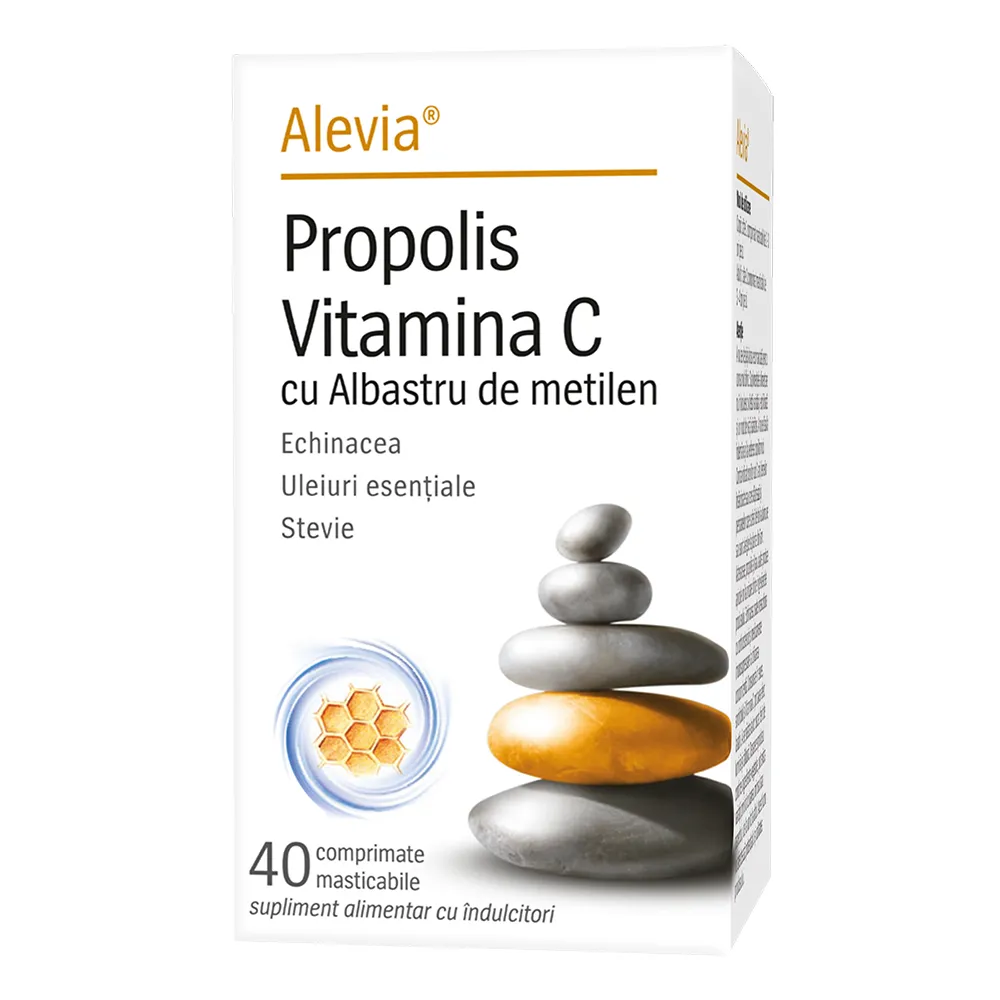Propolis vitamina C cu albastru de metilen, 40 comprimate masticabile, Alevia la Nana Plafar [2]