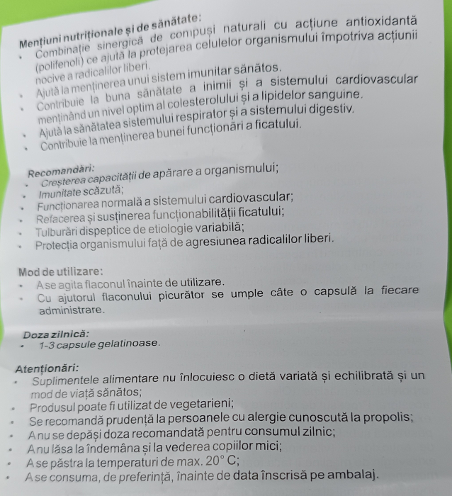 PROPOLIV EXTRACT 30 capsule gelatinoase Institutul Apicol la nana plafar [6]