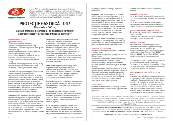 PROTECTIE GASTRICA D47, 30 capsule, Fares [2]