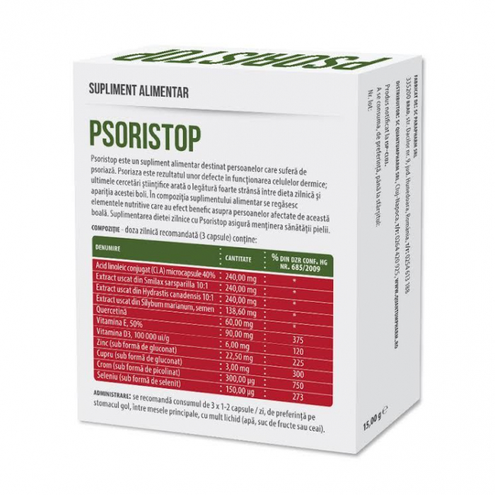 PSORISTOP, gestionarea psoriazei, capsule gelatinoase, Parapharm [2]