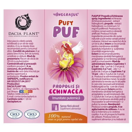 PufyPUF Propolis si Echinacea spray - intareste imunitatea, 20 ml, Dacia Plant [2]
