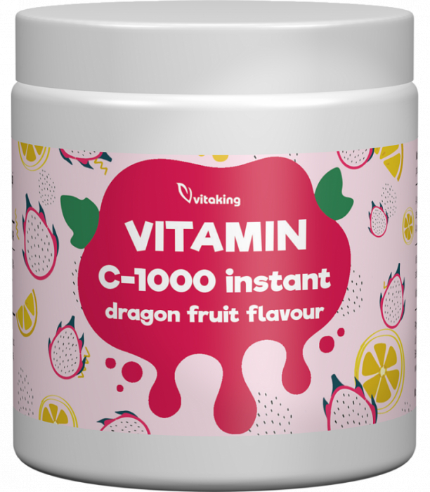 Pulbere instant de vitamina C cu bioflavonoide din citrice cu aromă de fructul dragonului - 400 g, Vitaking [1]