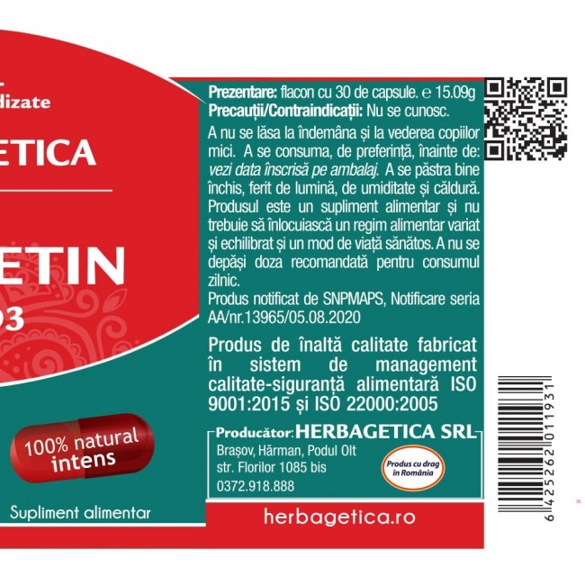 QUERCETIN Herbagetica la Nana Plafar [6]