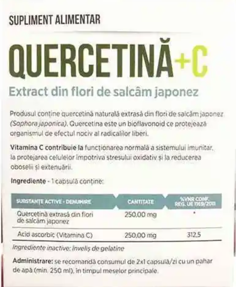 QUERCETINA + VITAMINA C 30 capsule, Parapharm [2]