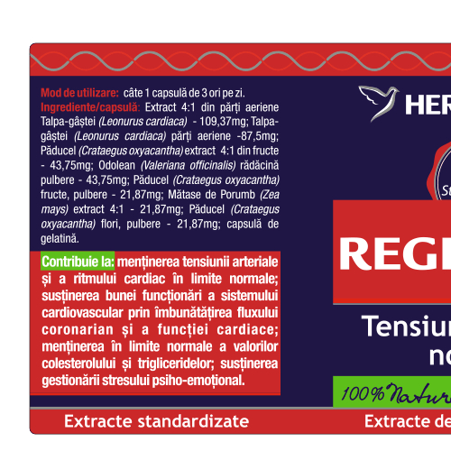 REGLATENS tensiune arteriala normala, HERBAGETICA [2]