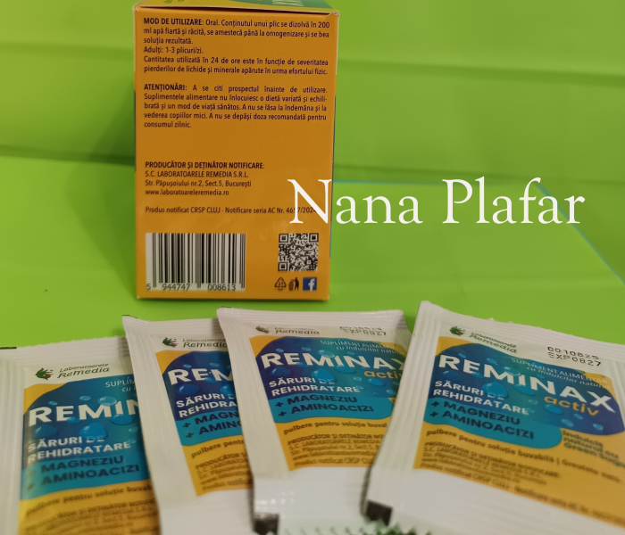 REMINAX ACTIV SARURI REHIDRATARE + MAGNEZIU SI AMINOACIZI, 20 plicuri REMEDIA la Nana Plafar [3]