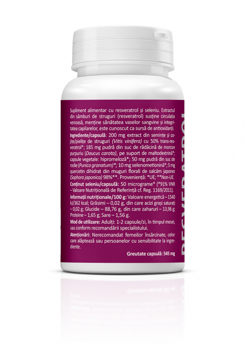 RESVERATROL cu SELENIU 450mg, 30 capsule, Zenyth [2]