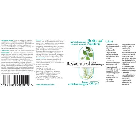 RESVERATROL FORTE si CoQ10, 30 capsule, Rotta Natura [2]