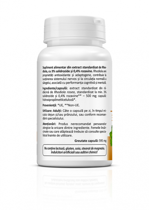 RHODIOLA Salidrosides 500mg, protectie vasculara, 30 capsule vegetale, Zenyth [2]