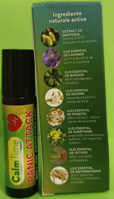 Roll-on de aromaterapie CalmTime Panic Attack, 10 ml, Justin Pharma la Nana Plafar [3]