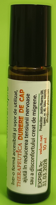 Roll-on therapeutica durere de cap, uz extern, 10 ml, Justin Pharma la Nana Plafar [3]