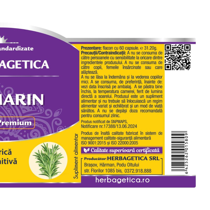 ROZMARIN, 60 capsule, Herbagetica la Nana Plafar [3]