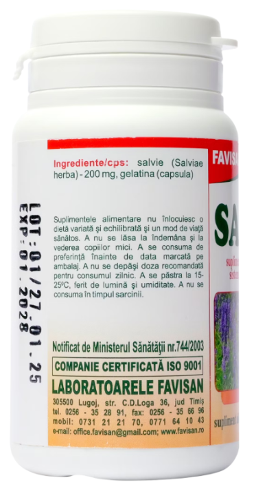 Salvie, 40 capsule, Favisan la Nana Plafar [2]