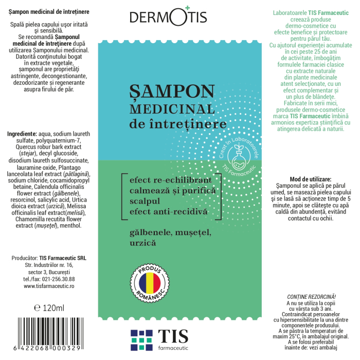 SAMPON MEDICINAL DERMOTIS 120ml TIS Farmaceutic la Nana Plafar [4]