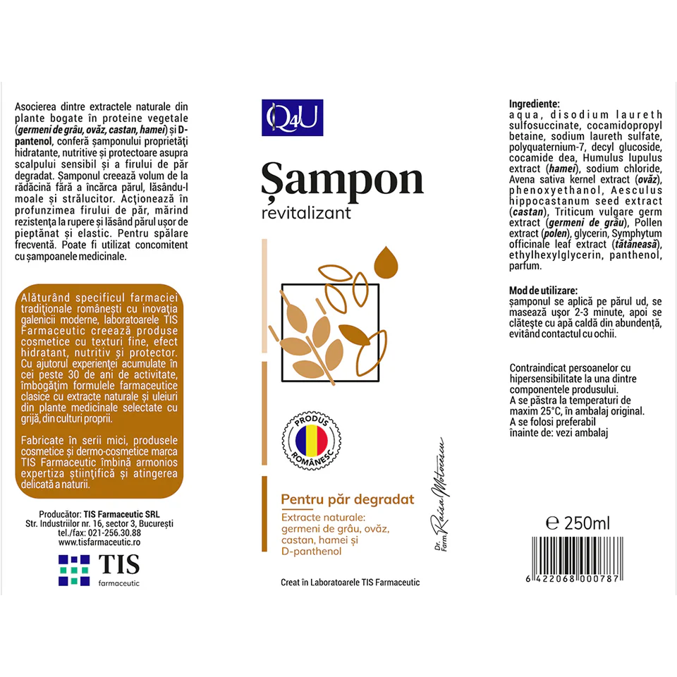 SAMPON REVITALIZANT PAR DEGRADAT Q4U 250 ml, TIS Farmaceutic [2]