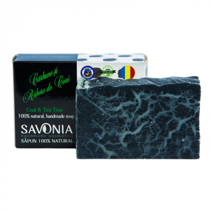 Sapun Natural Carbune si Arbore de Ceai, 90g, Savonia [2]