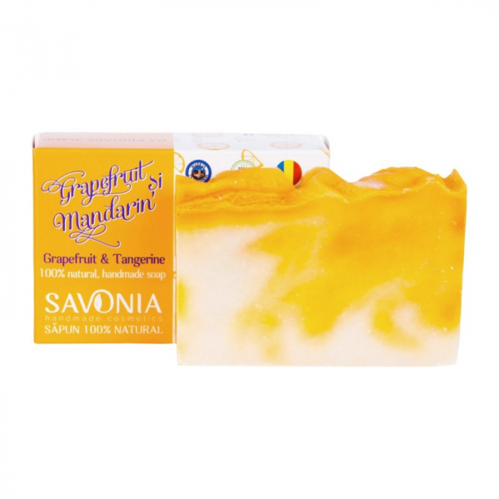 Sapun natural Grapefruit & Mandarin, 90gr, Savonia [2]