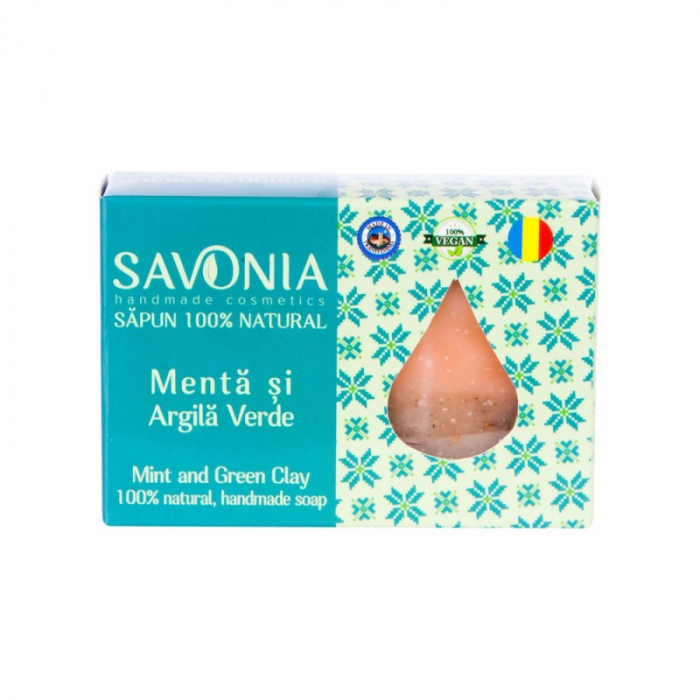 Sapun Natural Menta si Argila Verde, 90g, Savonia [1]