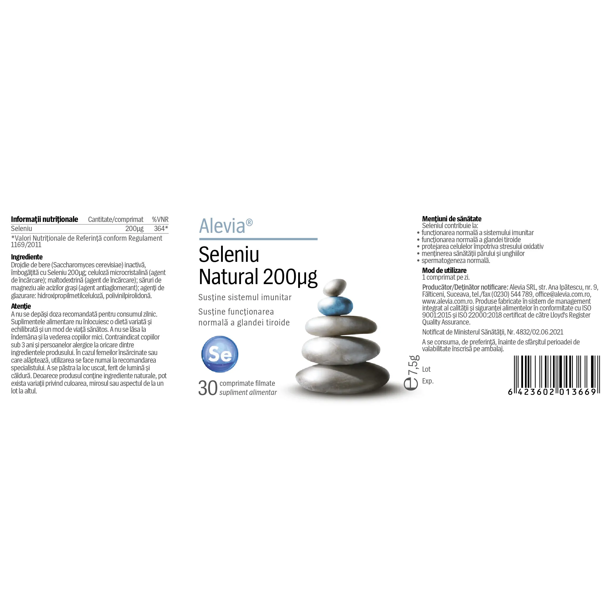 SELENIU NATURAL 200µg 30 comprimate filmate [2]