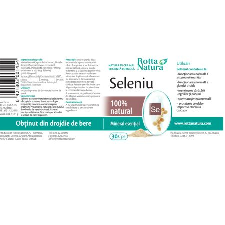 SELENIU NATURAL, 30 capsule Rotta Natura [2]