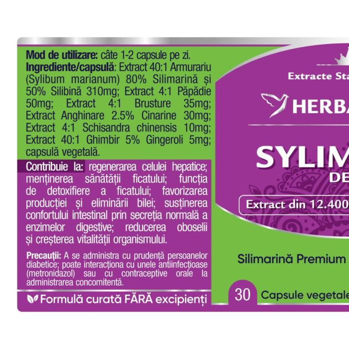 SILIMARINA Detox Forte, capsule, Herbagetica la Nana Plafar [2]